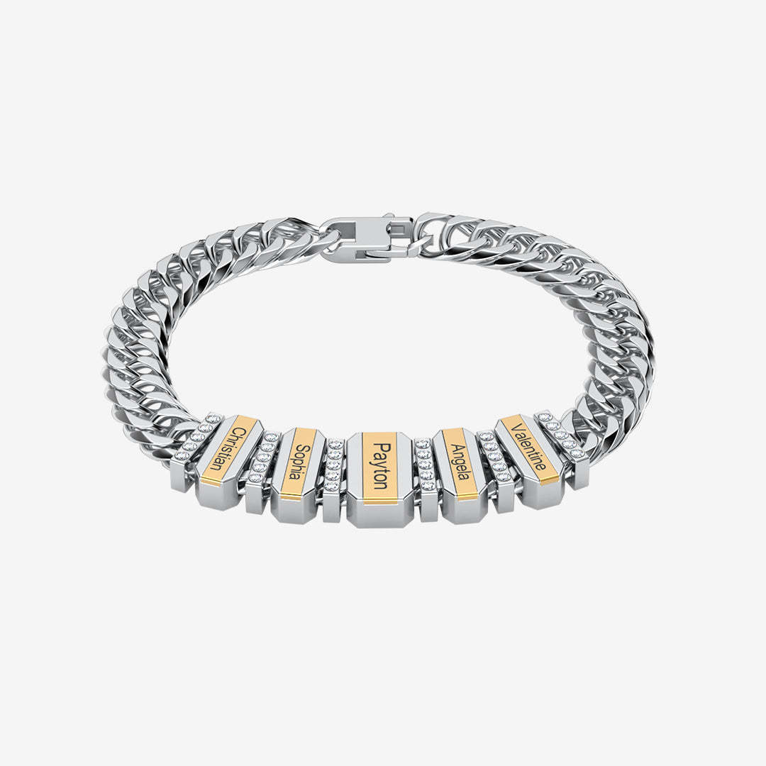 Engravable Cuba Link Men's Bracelet With Personalized Beads