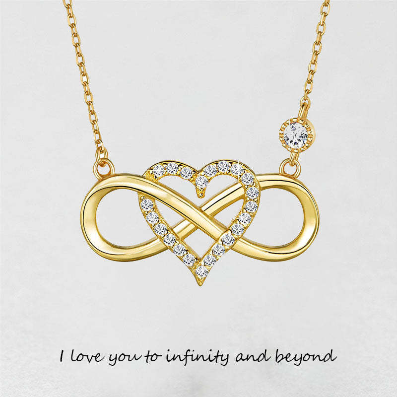 Infinity Heart Necklace With Diamond inlaid