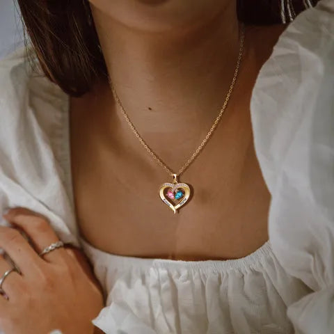 Valentine's Day Gift Forever Love Birthstone & Diamond Heart Necklace
