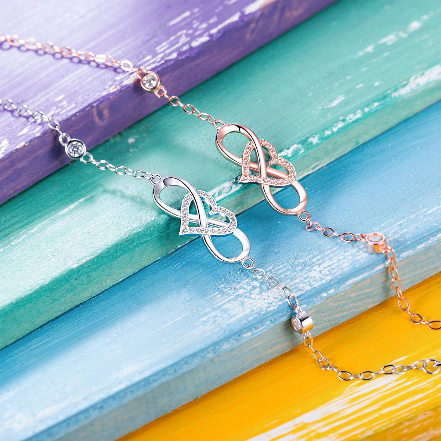 Infinity Heart Necklace With Diamond inlaid