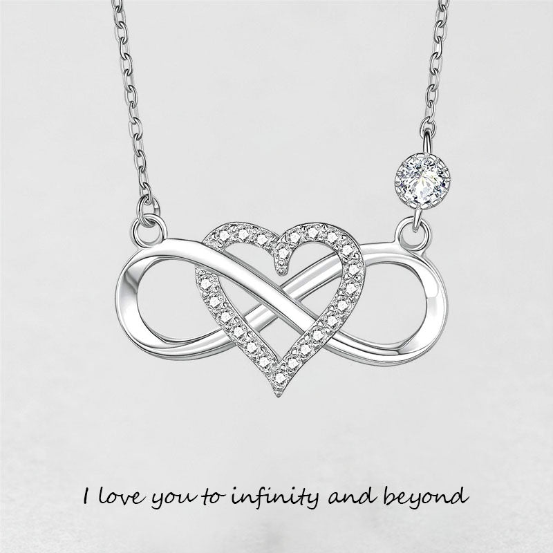 Infinity Heart Necklace With Diamond inlaid