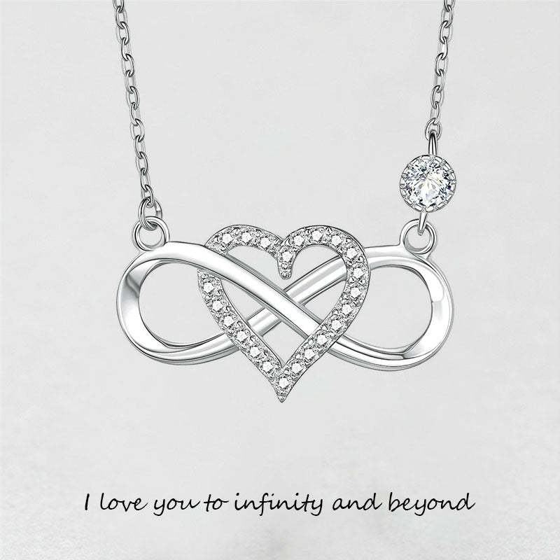 Infinity Heart Necklace With Diamond inlaid