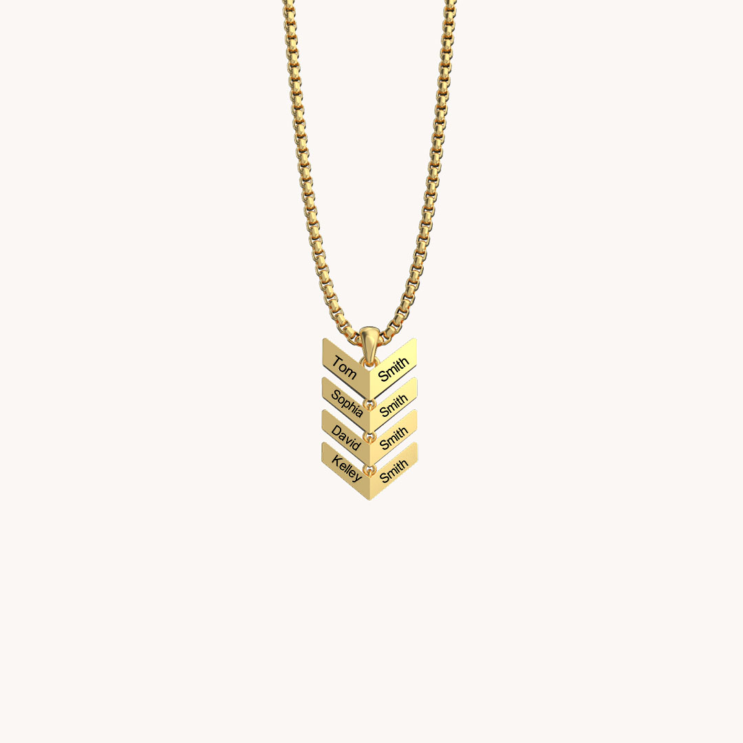 Custom Engraved Family Tree Arrow Pendant Necklace
