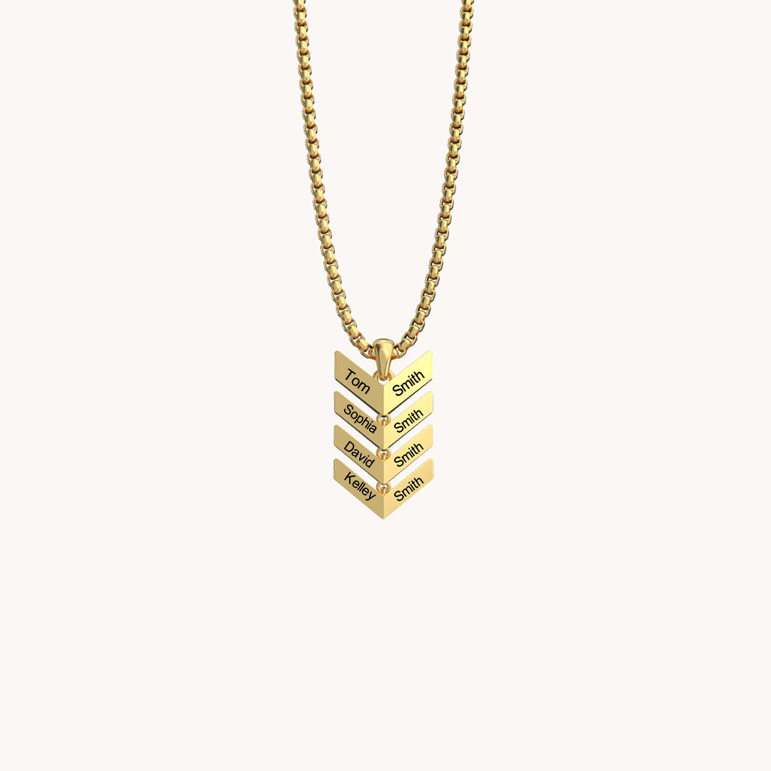 Custom Engraved Family Tree Arrow Pendant Necklace