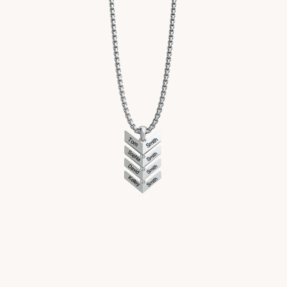 Custom Engraved Family Tree Arrow Pendant Necklace