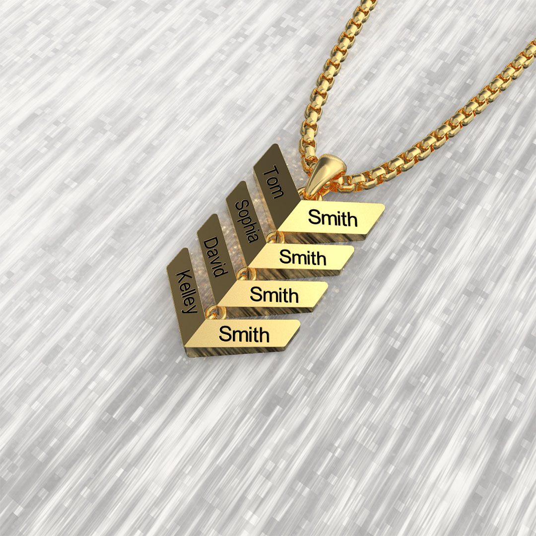 Custom Engraved Family Tree Arrow Pendant Necklace