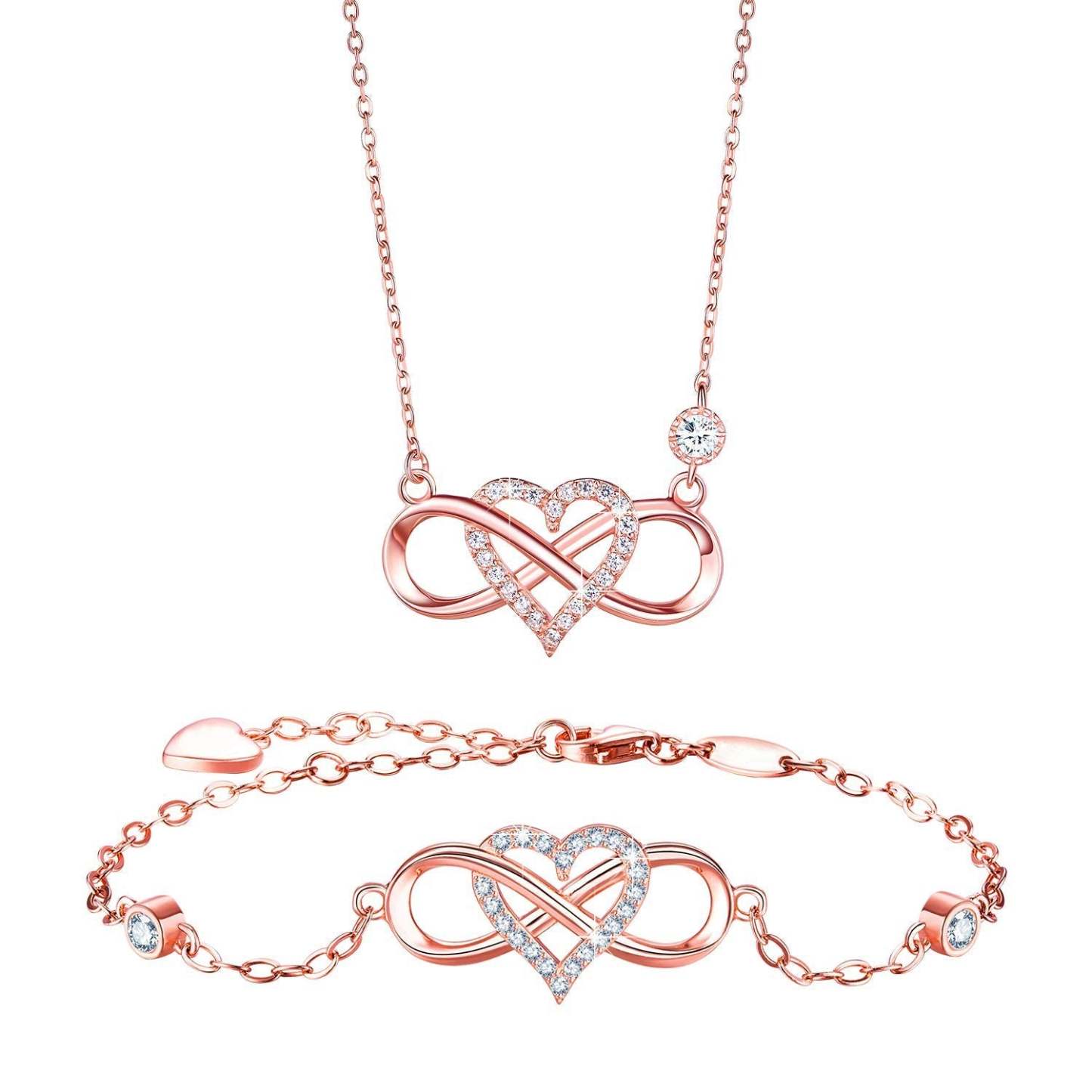 Infinity Heart Necklace With Diamond inlaid