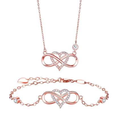 Infinity Heart Necklace With Diamond inlaid