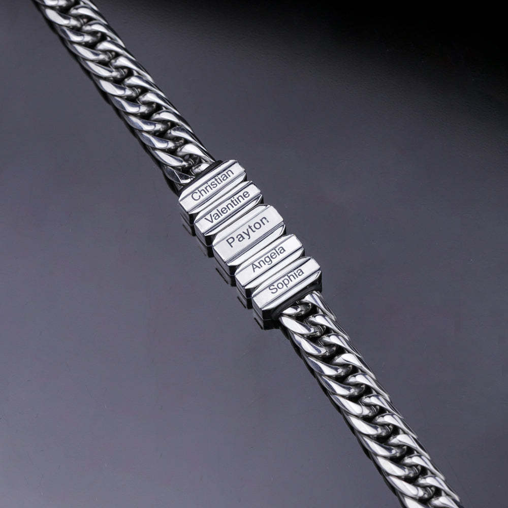 Engravable Cuba Link Men's Bracelet With Personalized Beads