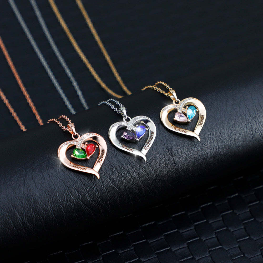 Valentine's Day Gift Forever Love Birthstone & Diamond Heart Necklace