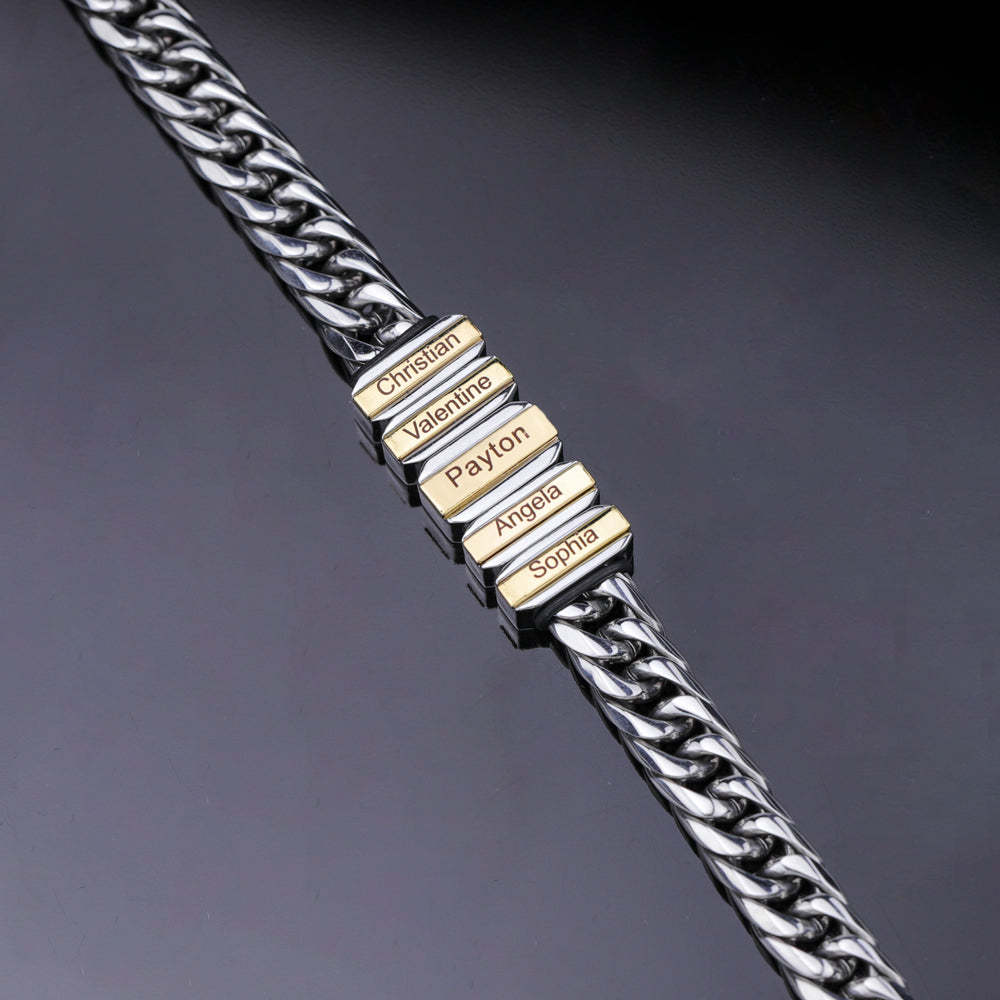 Engravable Cuba Link Men's Bracelet With Personalized Beads