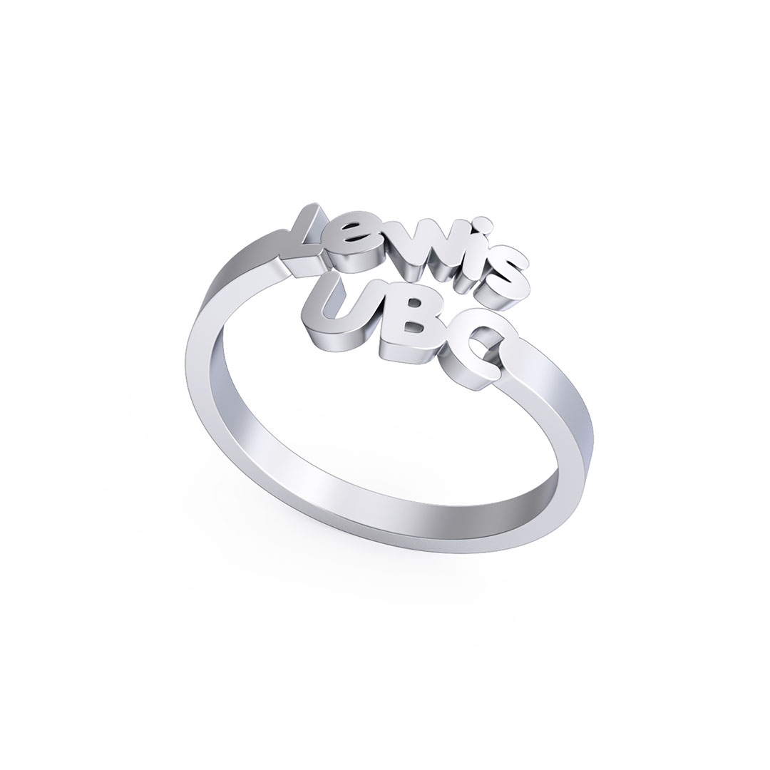 Personalized University Initial & Name Ring