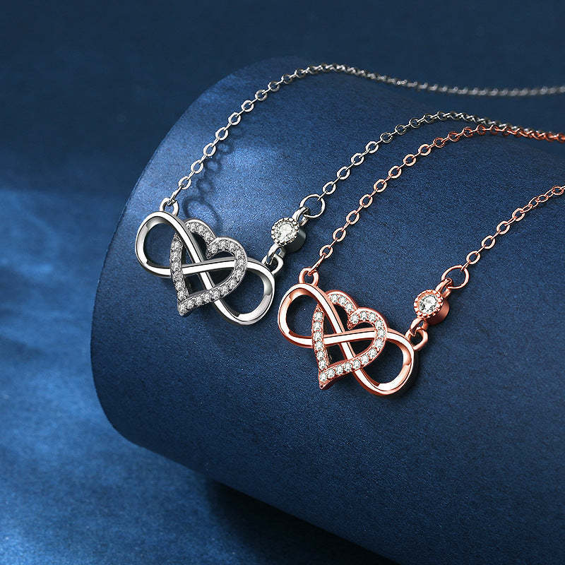 Infinity Heart Necklace With Diamond inlaid