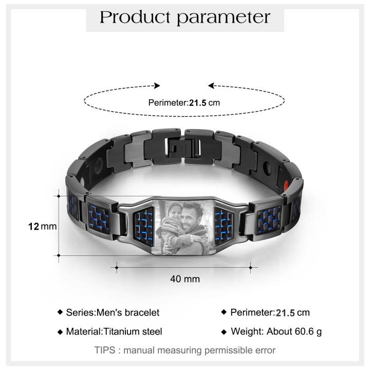 Men Magnetic Bracelet Personalized Photo Bracelet for Him