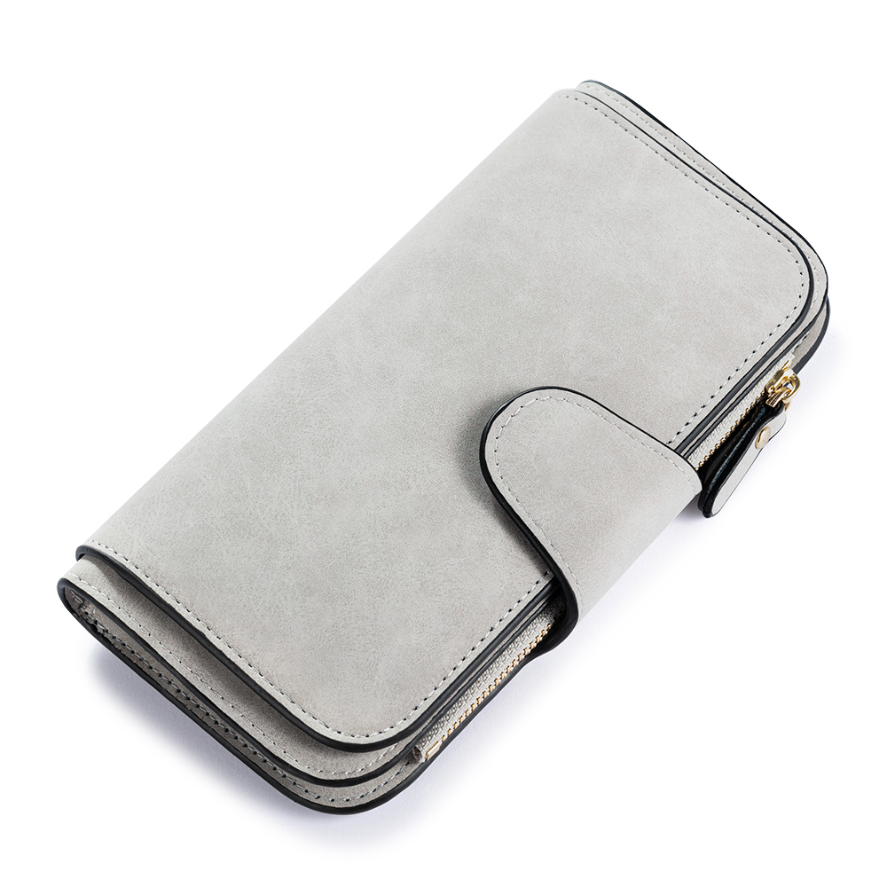 Long Style Photo Wallets Custom Inscription Photo Engraved Wallet Grey