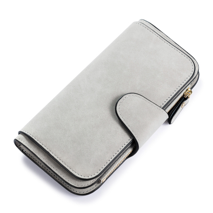 Long Style Photo Wallets Custom Inscription Photo Engraved Wallet Grey