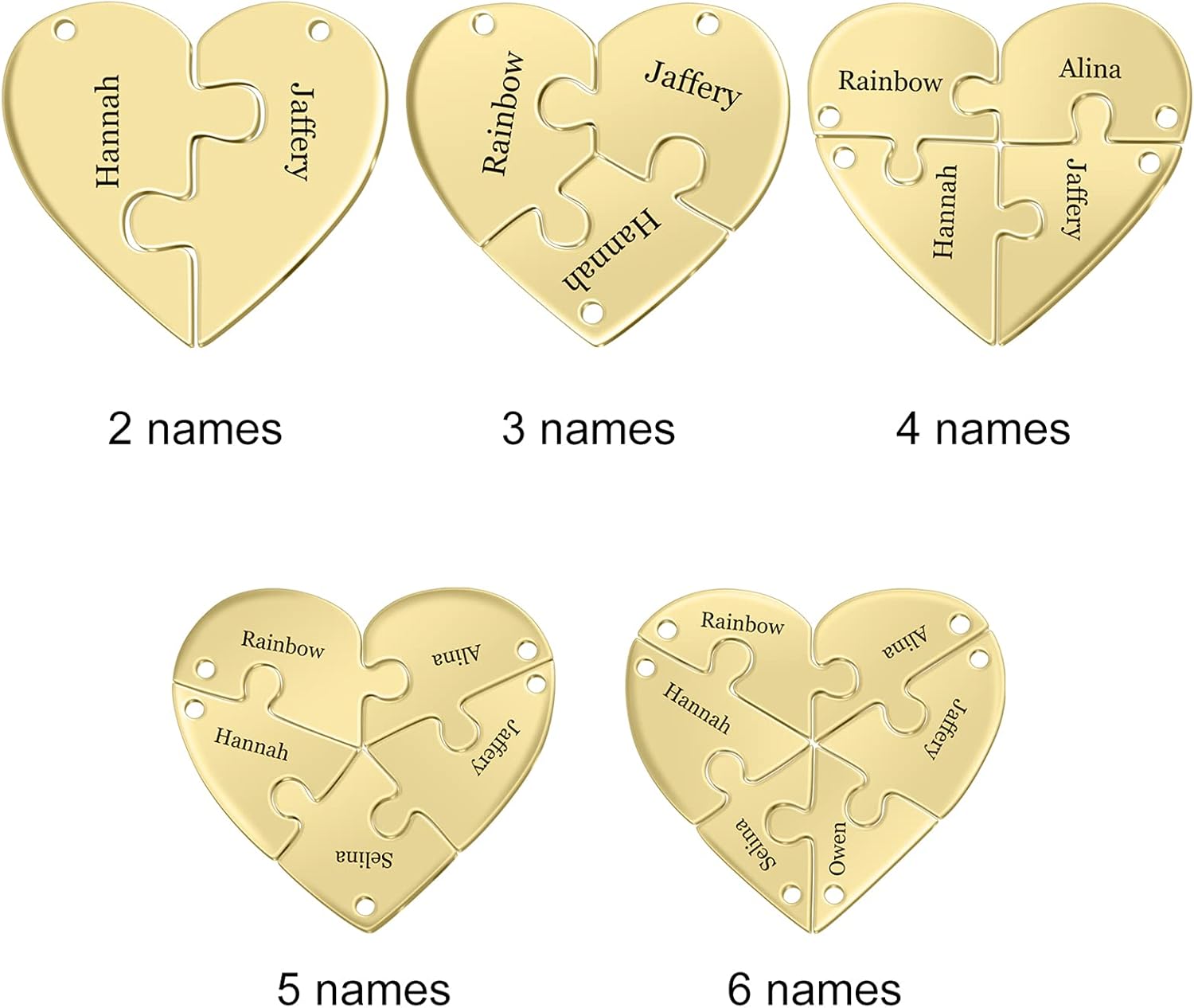 BAUMA AUTO Personalized Puzzle Piece Bracelet Set 2/3/4/5/6 Pcs for Family Love Best Friend Sterling Silver Custom Name Anklet Bracelet BFF Matching Heart Pendant Set