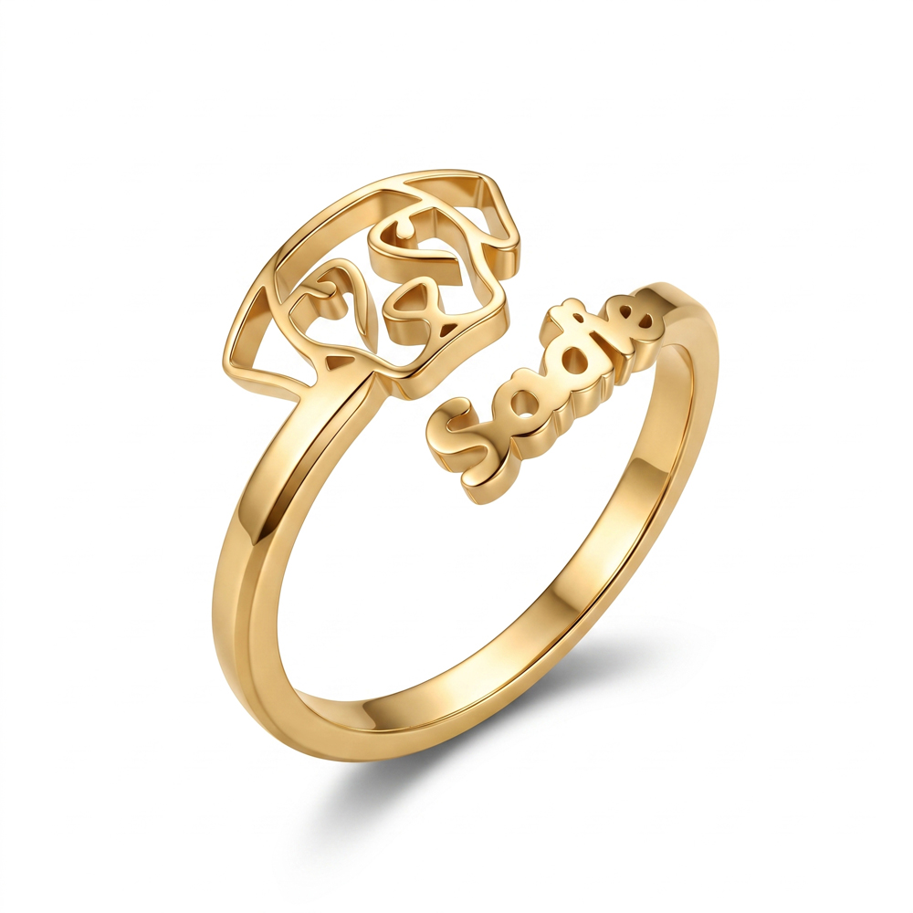 International Dog Day🎁 Personalized Dog Breed & Name Ring