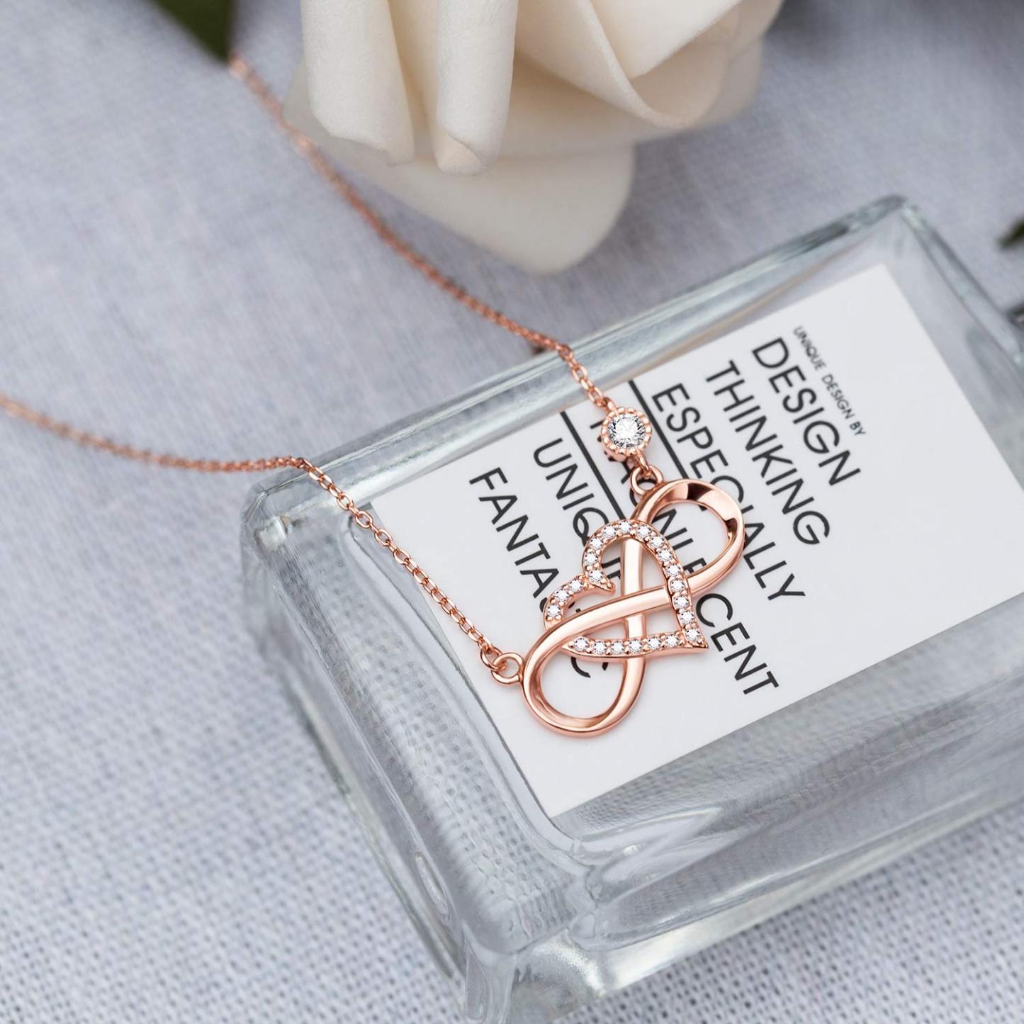 Infinity Heart Necklace With Diamond inlaid
