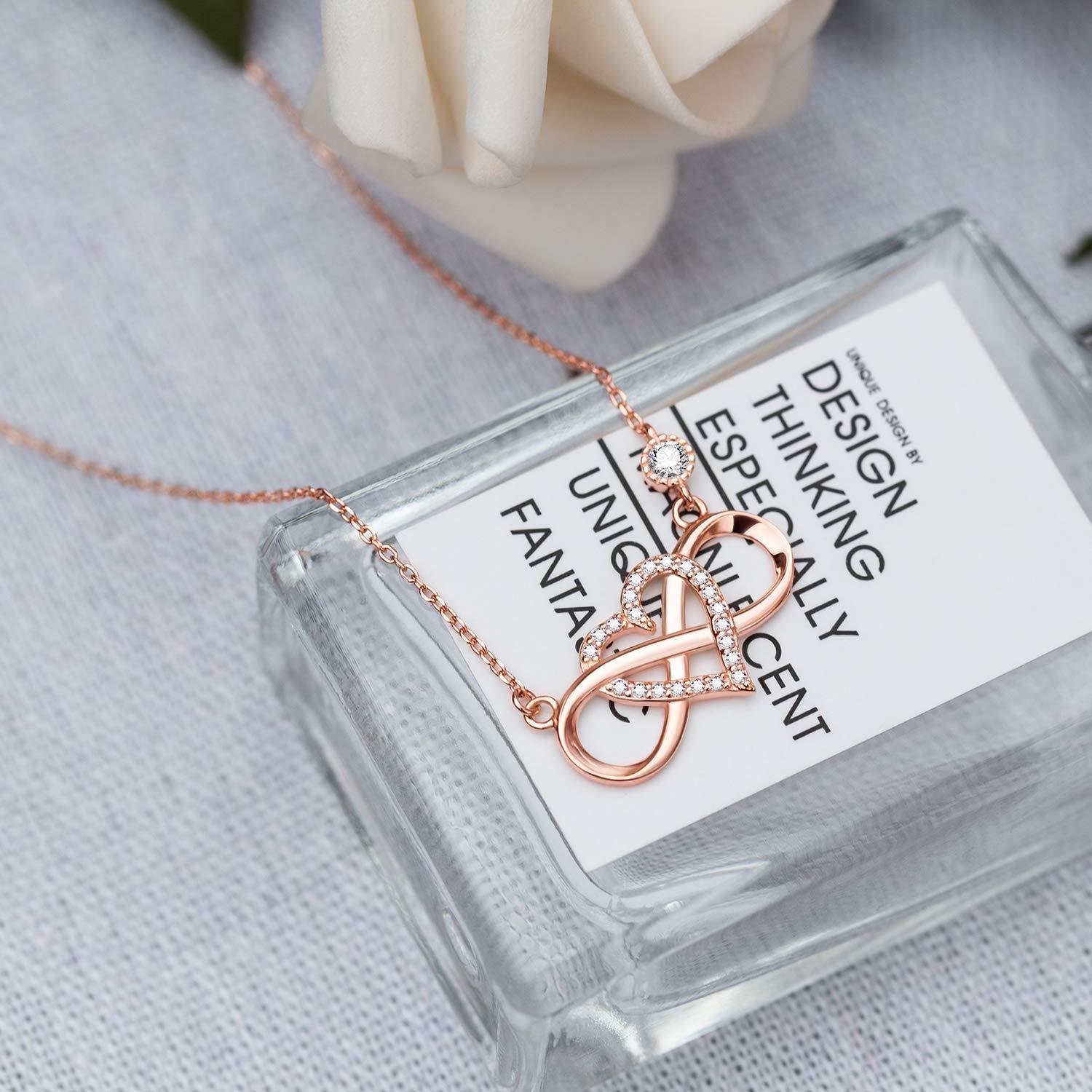 Infinity Heart Necklace With Diamond inlaid