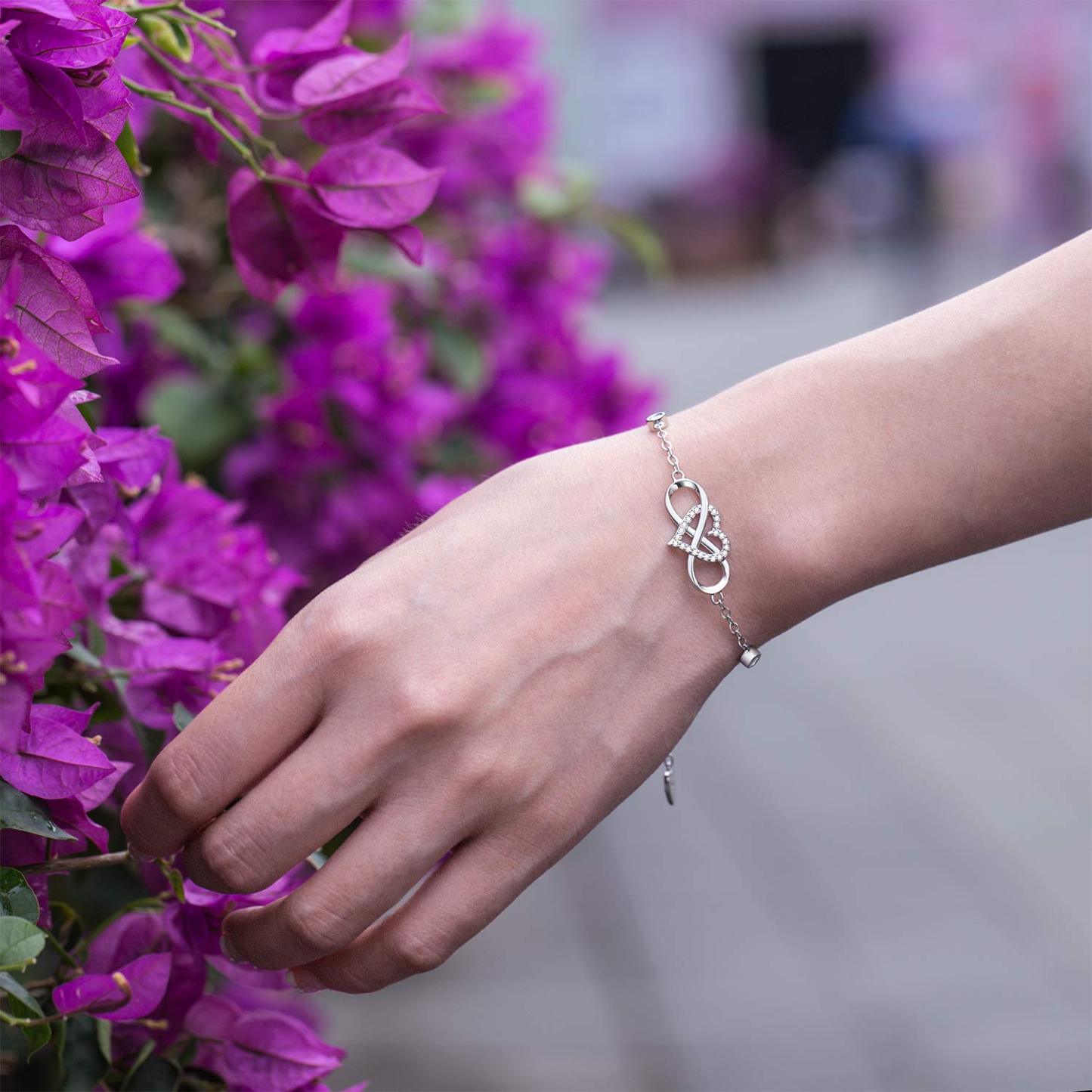 Infinity Heart Necklace With Diamond inlaid