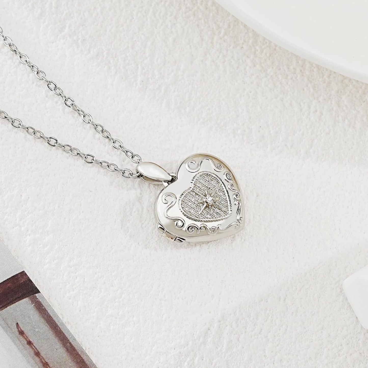 Personalized Heart Locket Necklace for Women Love God Cupid Necklace with Picture Inside