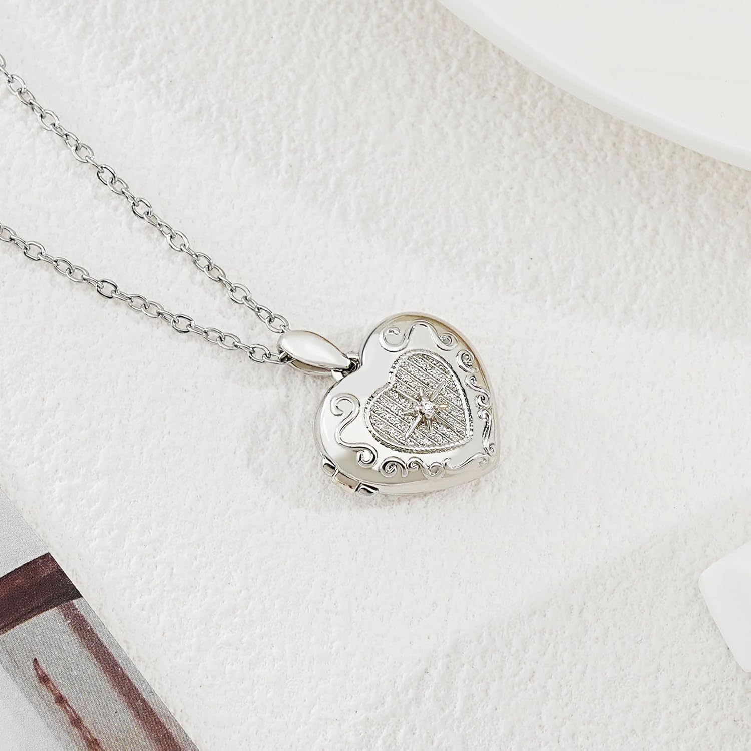 Personalized Heart Locket Necklace for Women Love God Cupid Necklace with Picture Inside