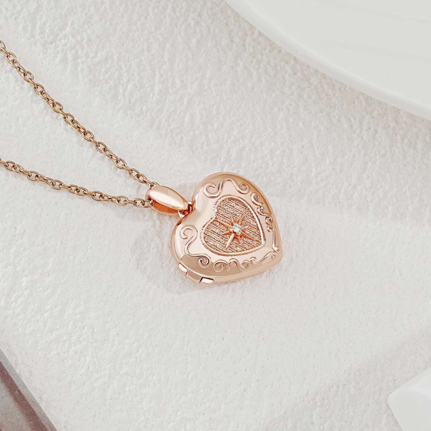 Personalized Heart Locket Necklace for Women Love God Cupid Necklace with Picture Inside