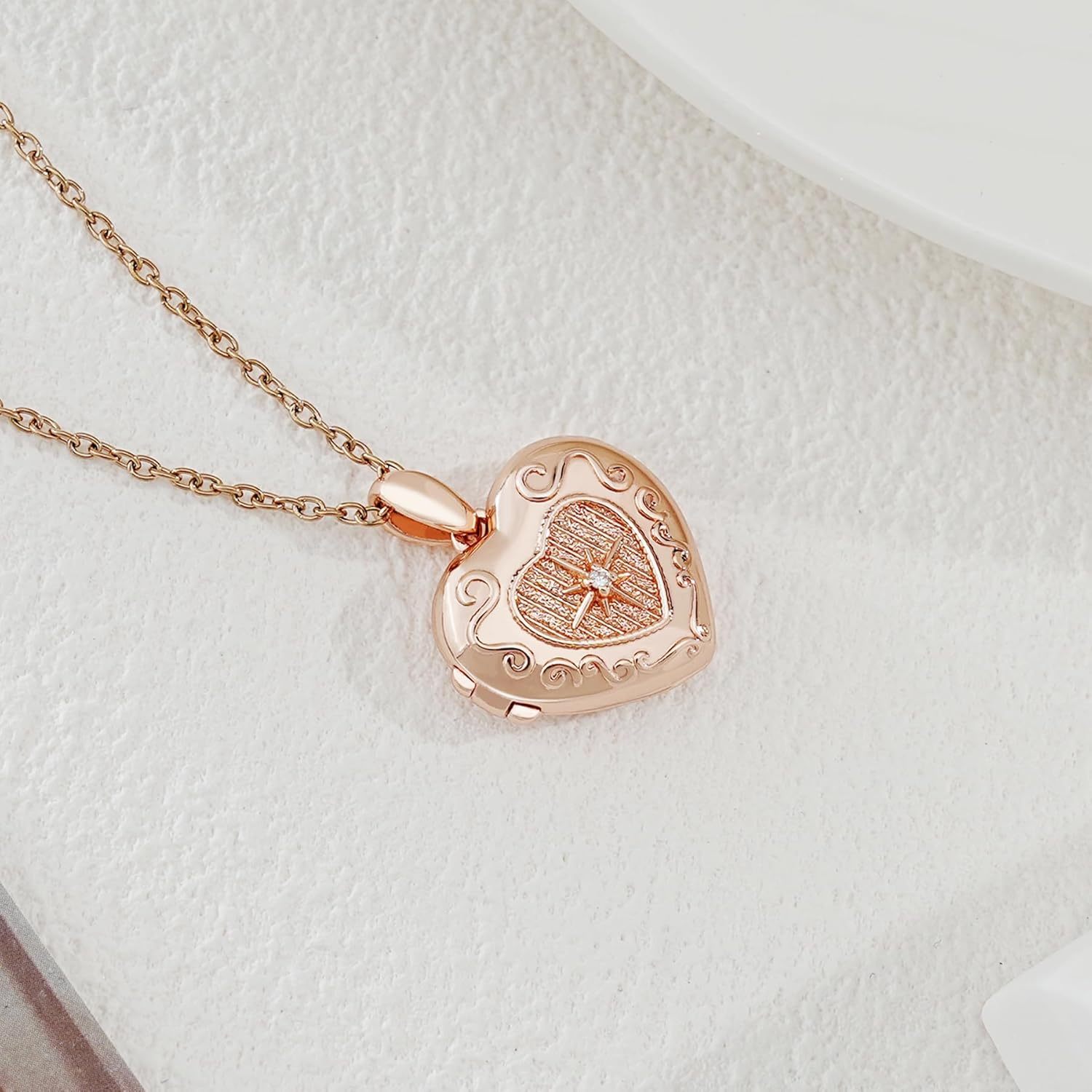 Personalized Heart Locket Necklace for Women Love God Cupid Necklace with Picture Inside