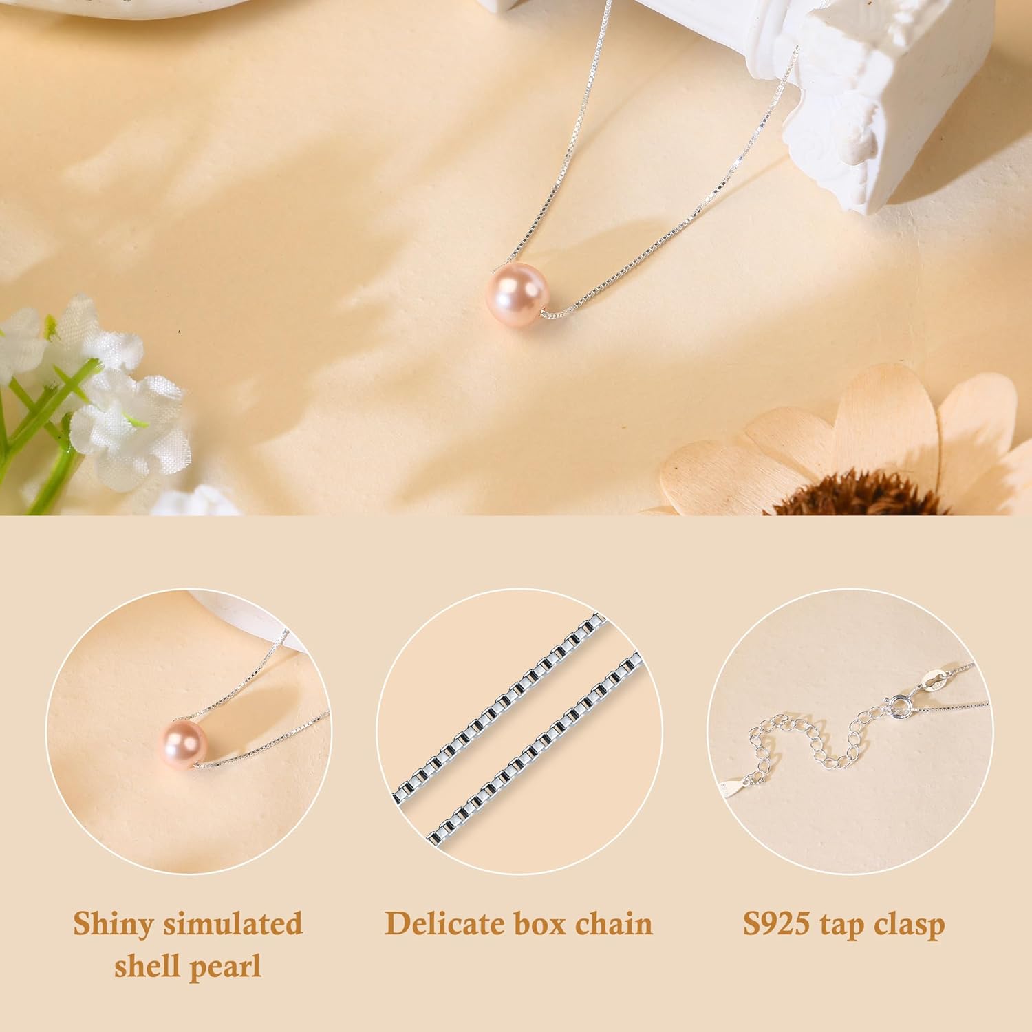 Sereney 10th Birthday Gifts for Girl Sterling Silver Pink Pearl Necklace as Gifts for 10 Year Old, Adjustable Length 10 Birthday Ideas for Teens Trendy 2025