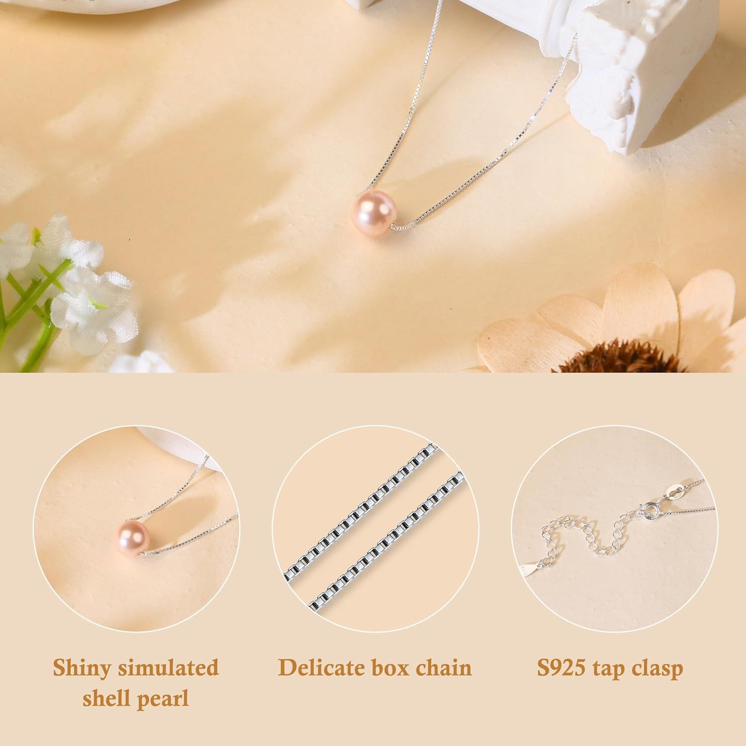 Sereney 10th Birthday Gifts for Girl Sterling Silver Pink Pearl Necklace as Gifts for 10 Year Old, Adjustable Length 10 Birthday Ideas for Teens Trendy 2025