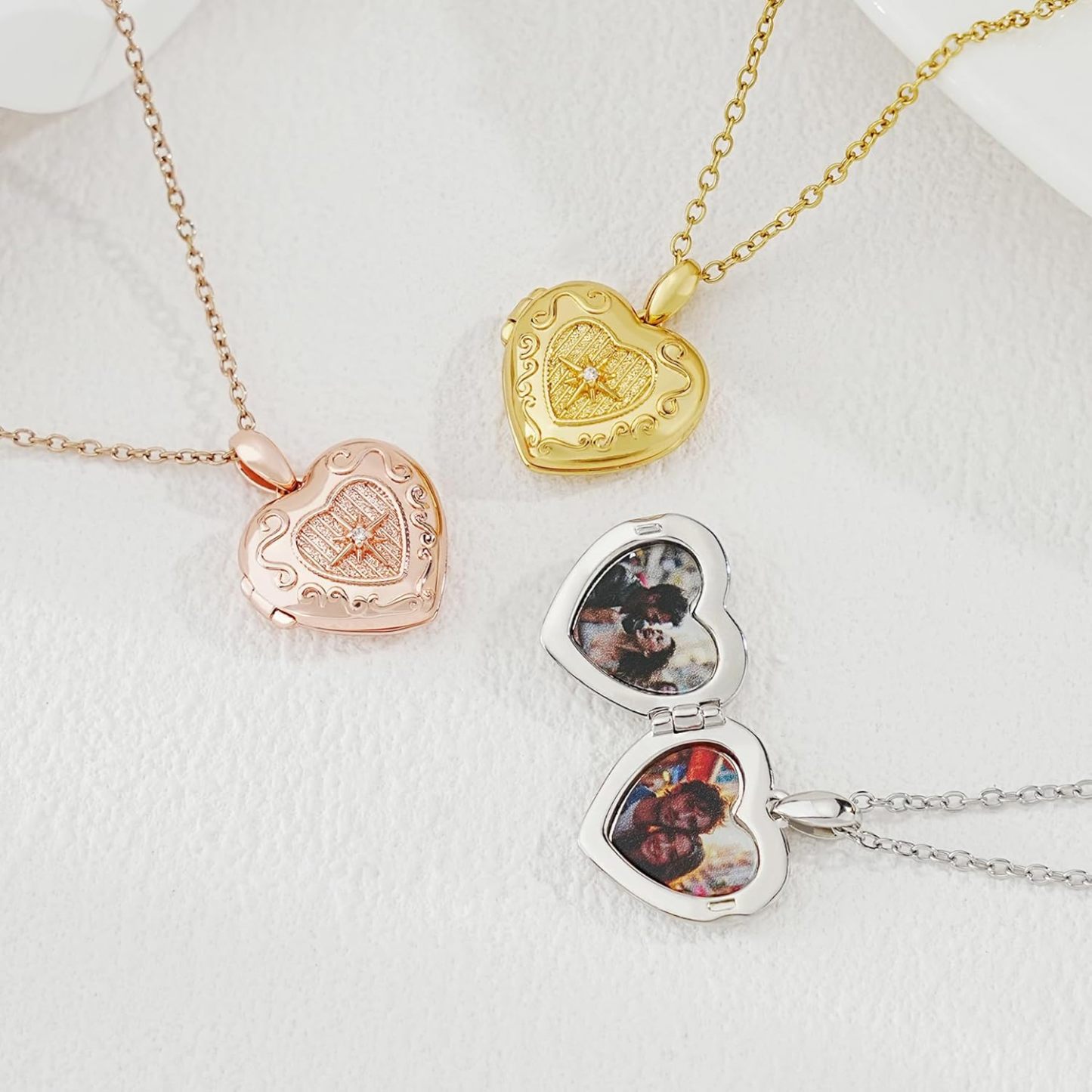 Personalized Heart Locket Necklace for Women Love God Cupid Necklace with Picture Inside