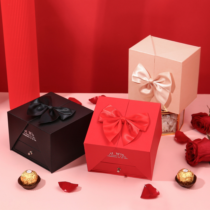 Pink Rose Exquisite Jewelry Box Storage Box Valentine's Day Gift Packaging Box