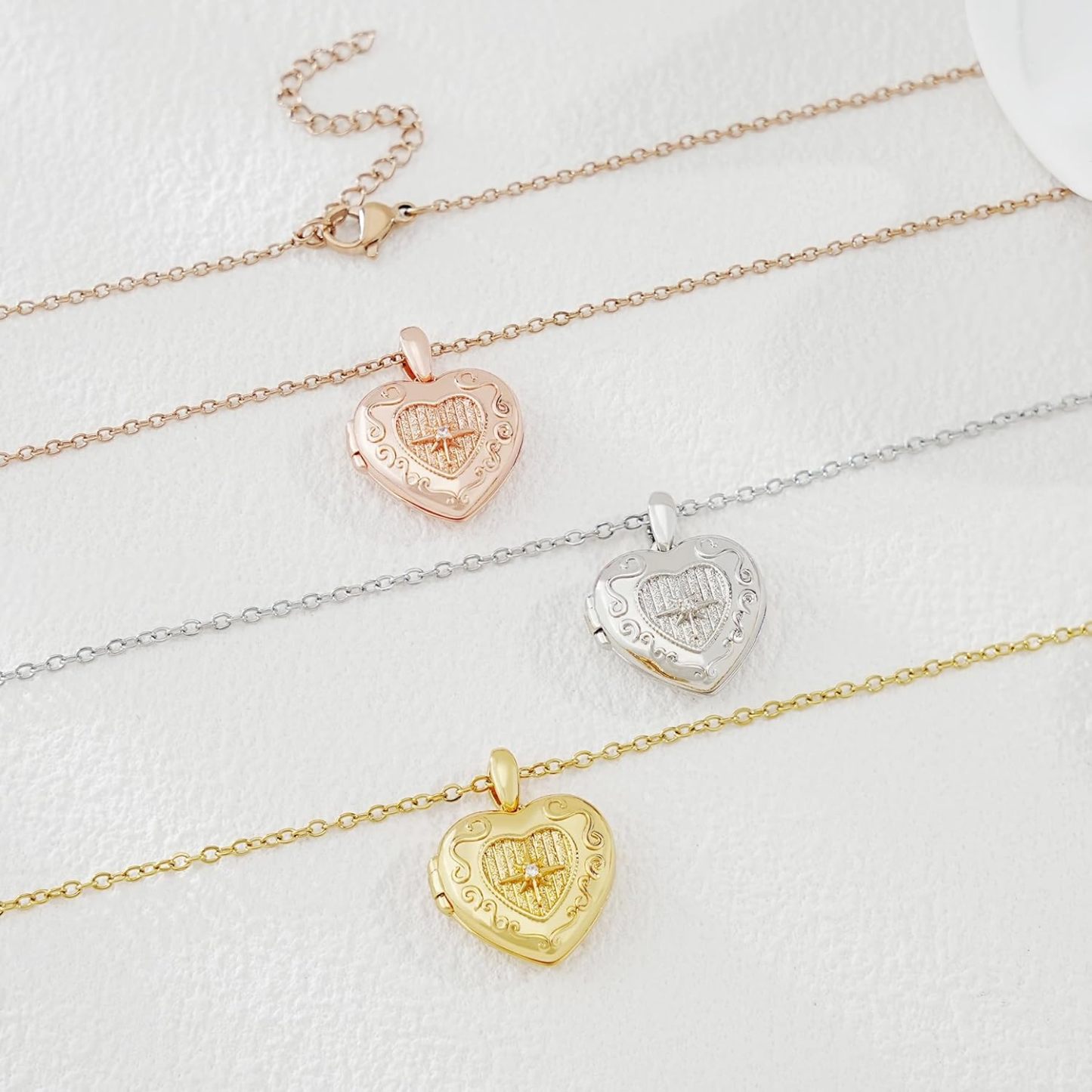 Personalized Heart Locket Necklace for Women Love God Cupid Necklace with Picture Inside