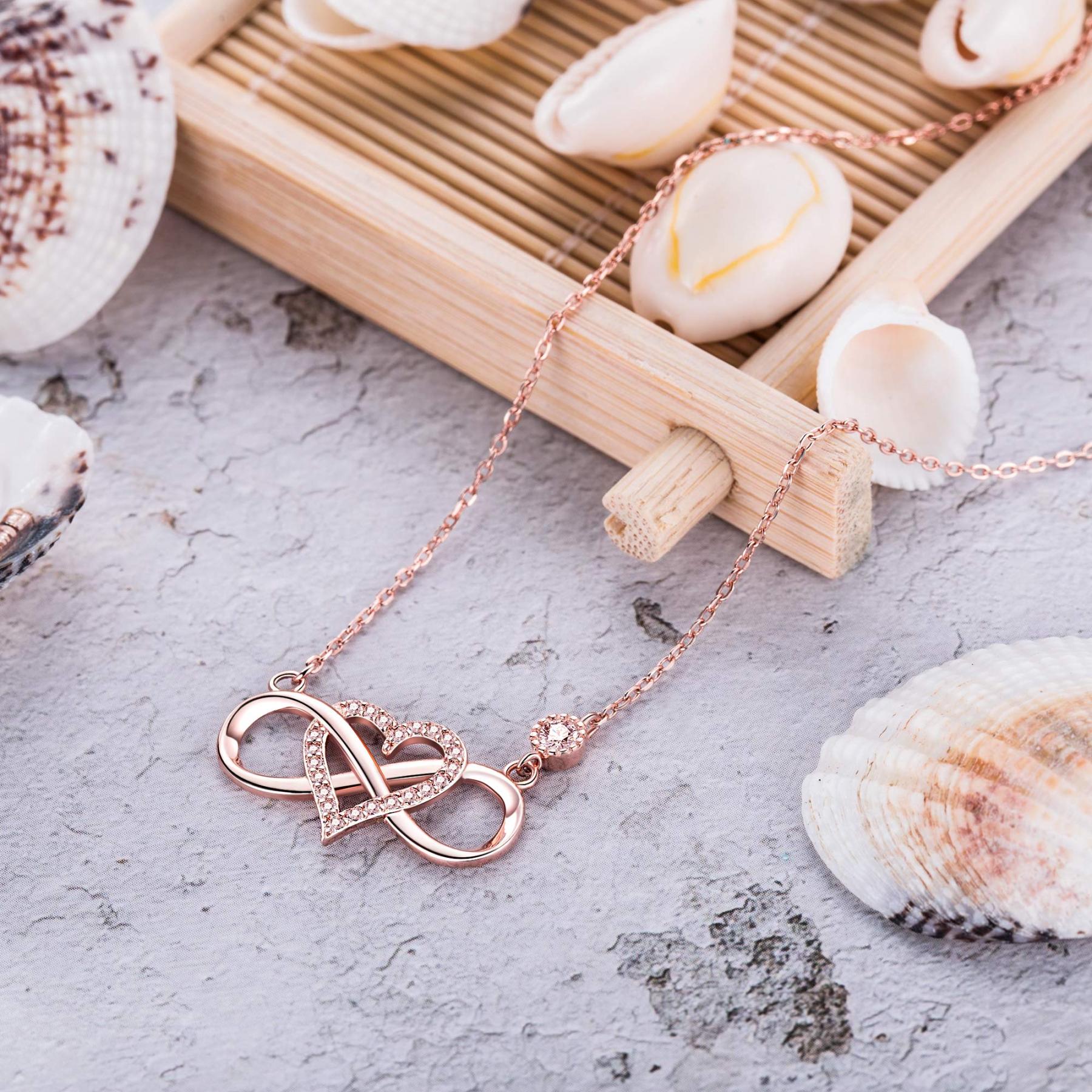 Infinity Heart Necklace With Diamond inlaid