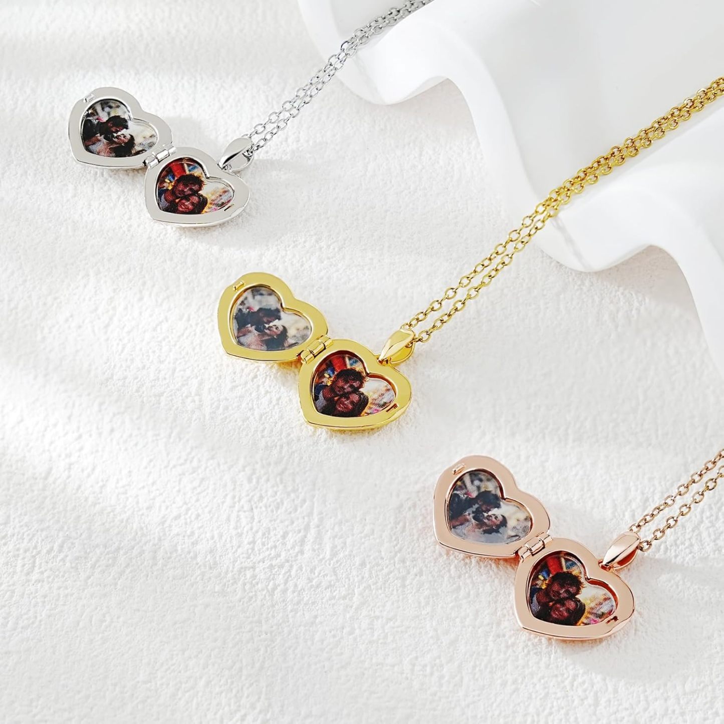 Personalized Heart Locket Necklace for Women Love God Cupid Necklace with Picture Inside