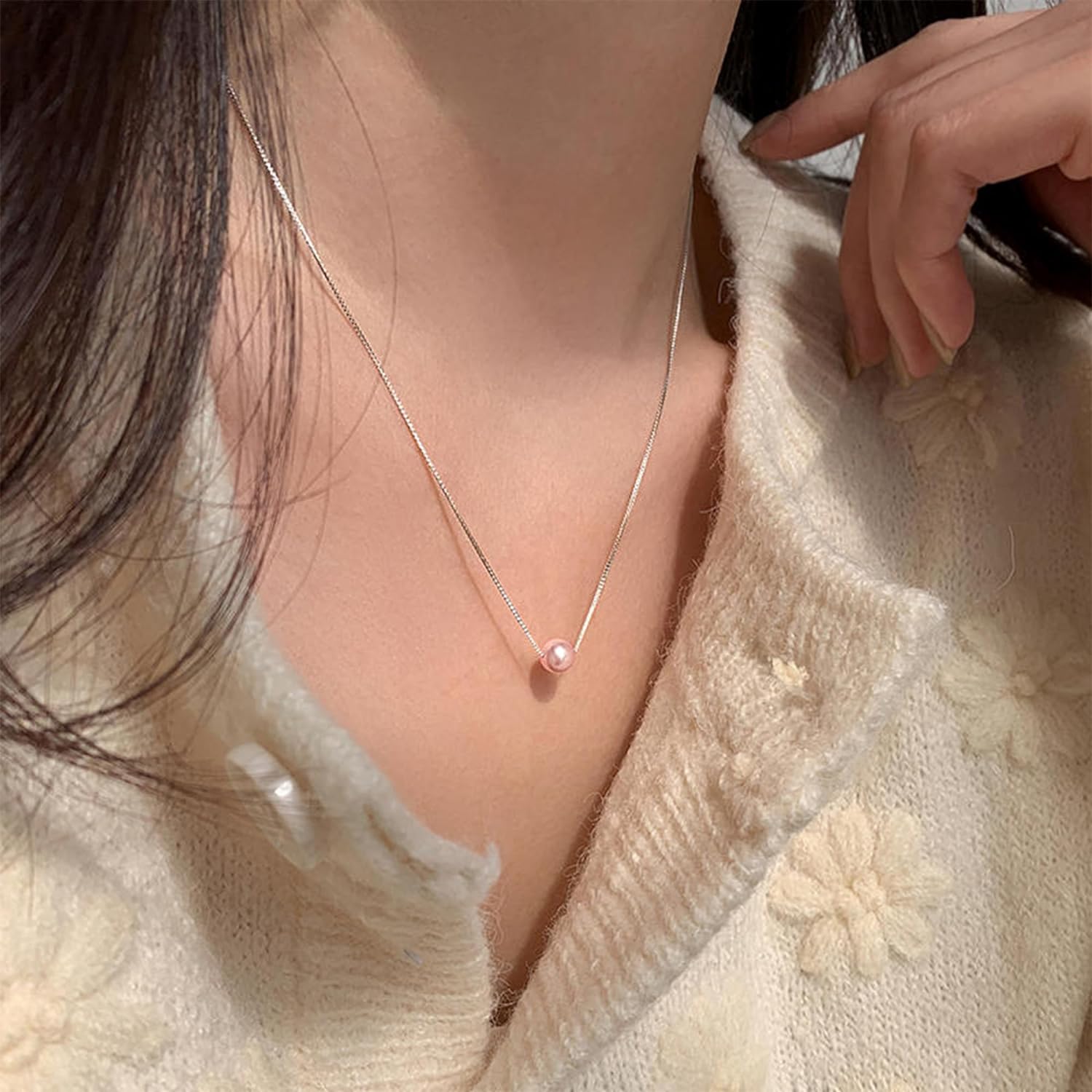 Sereney 10th Birthday Gifts for Girl Sterling Silver Pink Pearl Necklace as Gifts for 10 Year Old, Adjustable Length 10 Birthday Ideas for Teens Trendy 2025