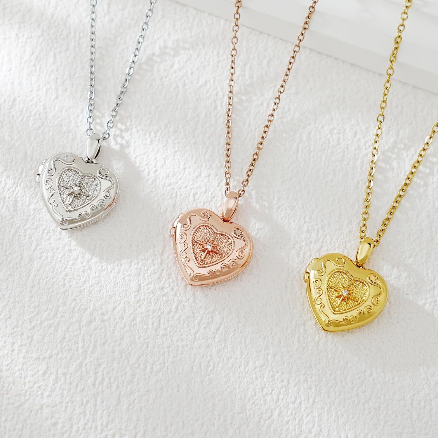Personalized Heart Locket Necklace for Women Love God Cupid Necklace with Picture Inside
