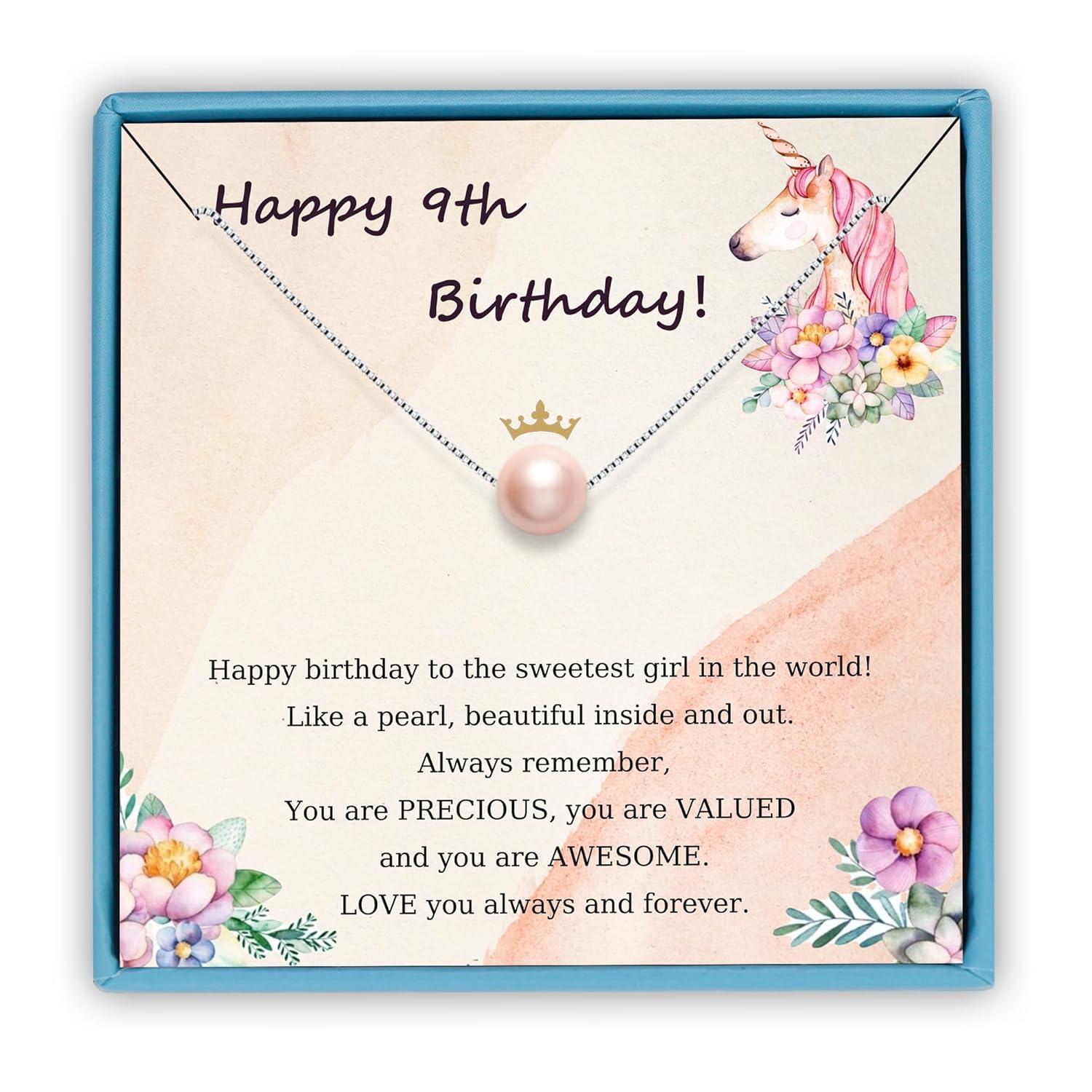 Sereney 10th Birthday Gifts for Girl Sterling Silver Pink Pearl Necklace as Gifts for 10 Year Old, Adjustable Length 10 Birthday Ideas for Teens Trendy 2025