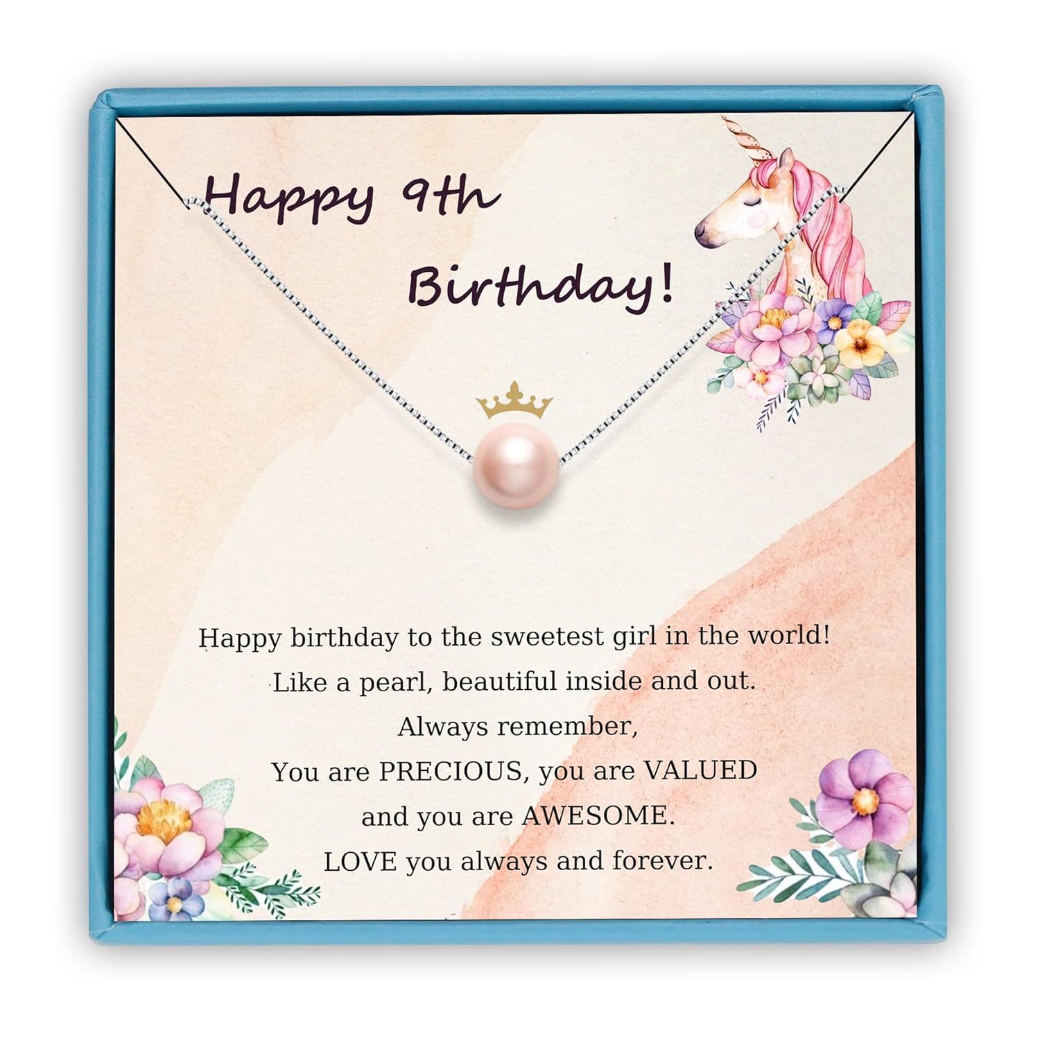 Sereney 10th Birthday Gifts for Girl Sterling Silver Pink Pearl Necklace as Gifts for 10 Year Old, Adjustable Length 10 Birthday Ideas for Teens Trendy 2025