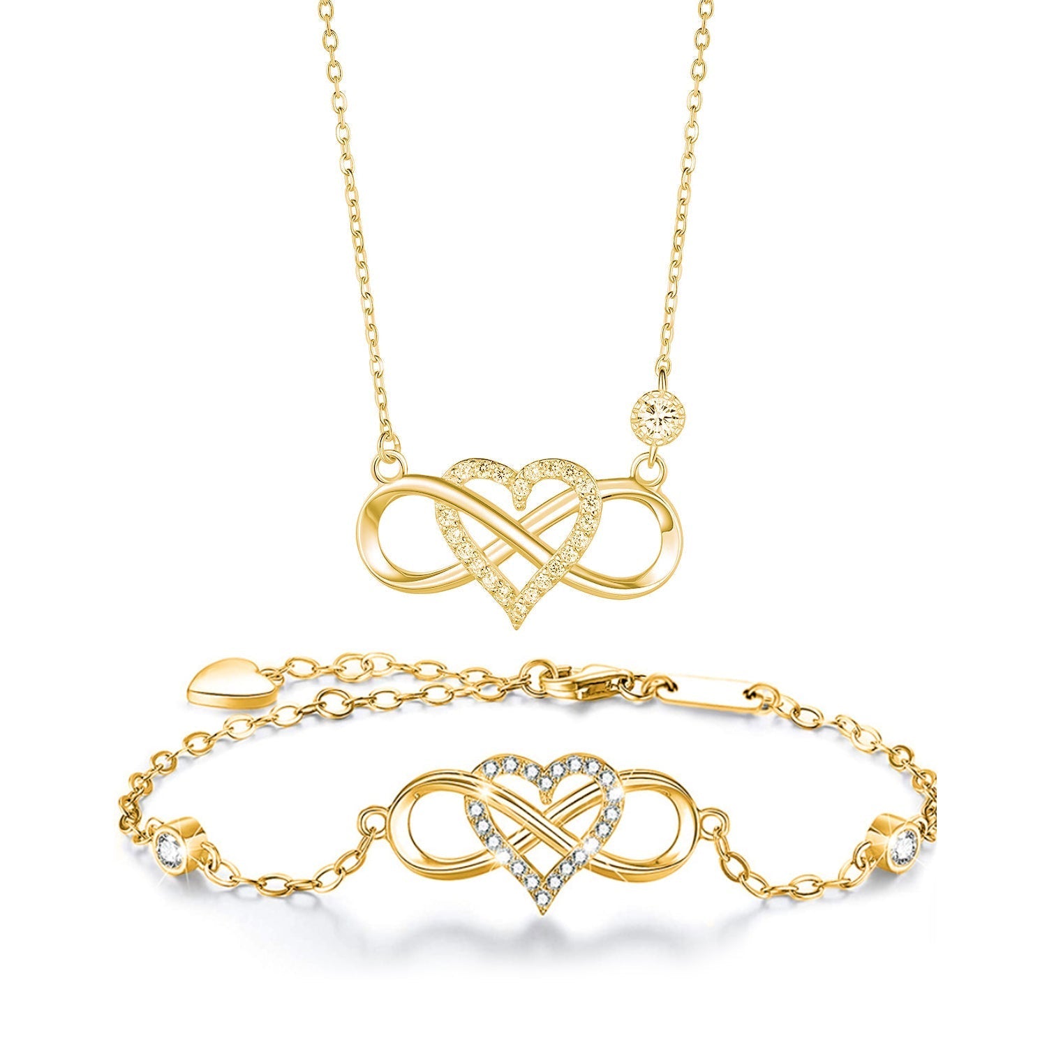 Infinity Heart Necklace With Diamond inlaid