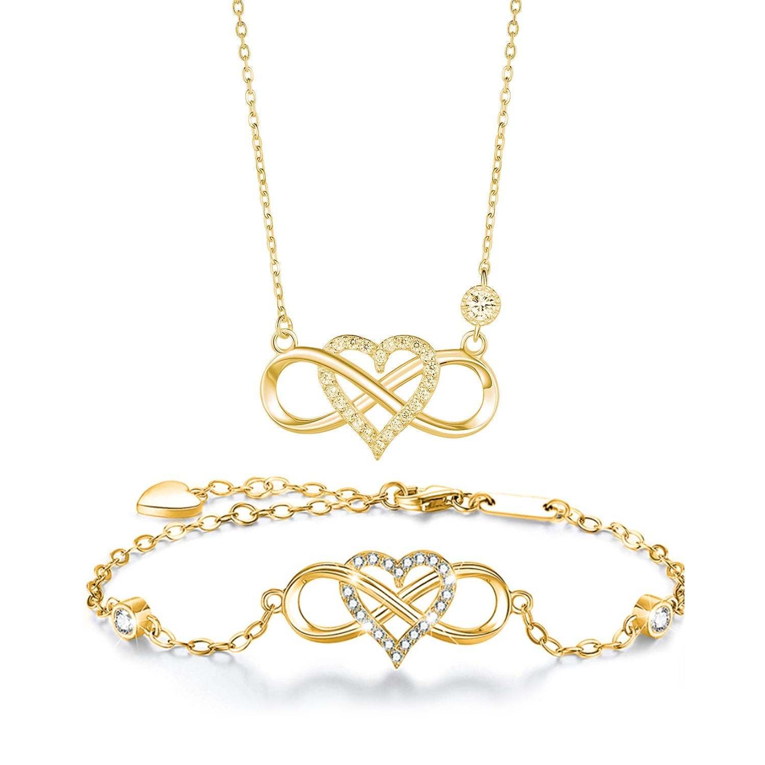 Infinity Heart Necklace With Diamond inlaid
