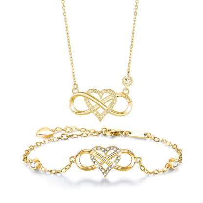 Infinity Heart Necklace With Diamond inlaid