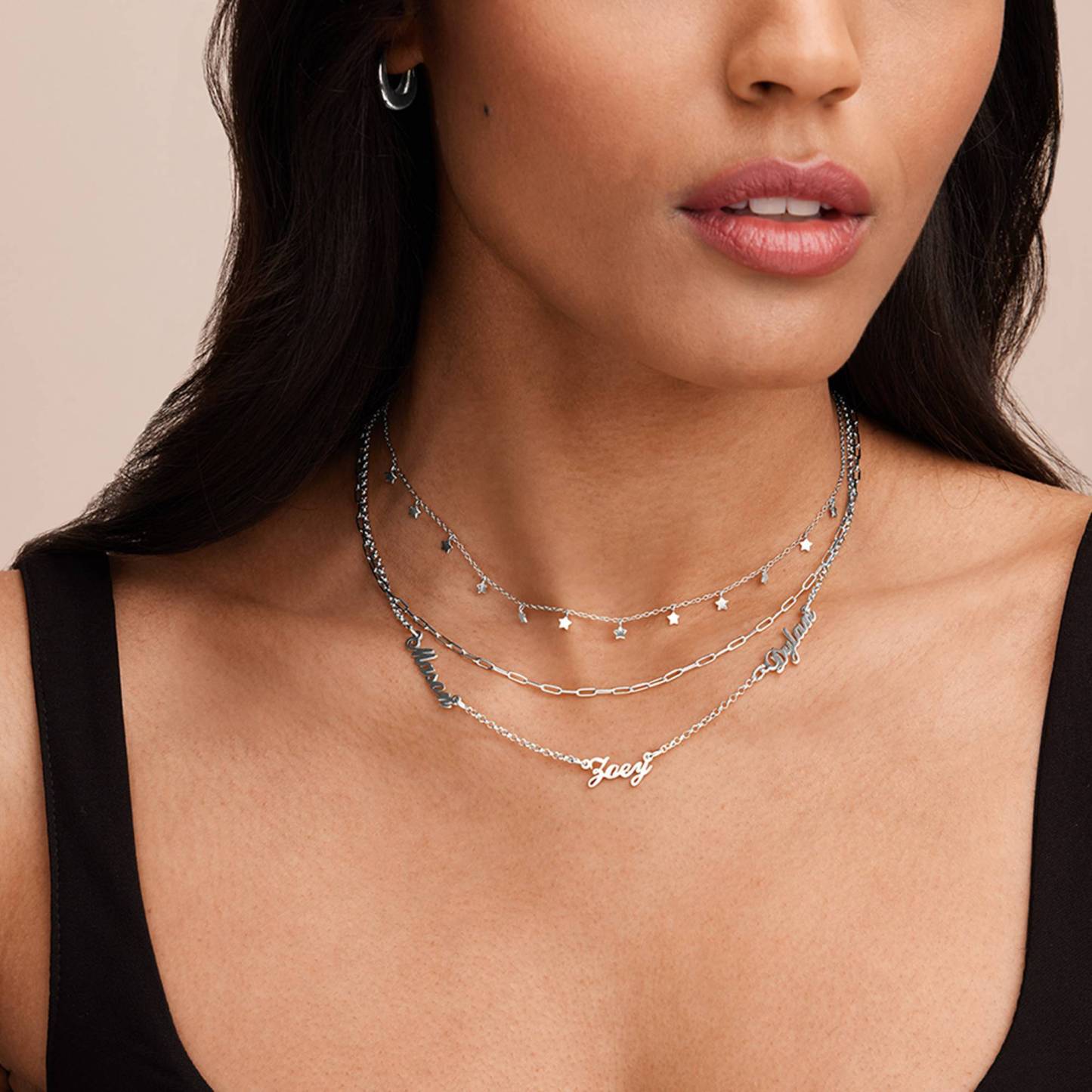 Diamond Multiple Name Necklace Chain
