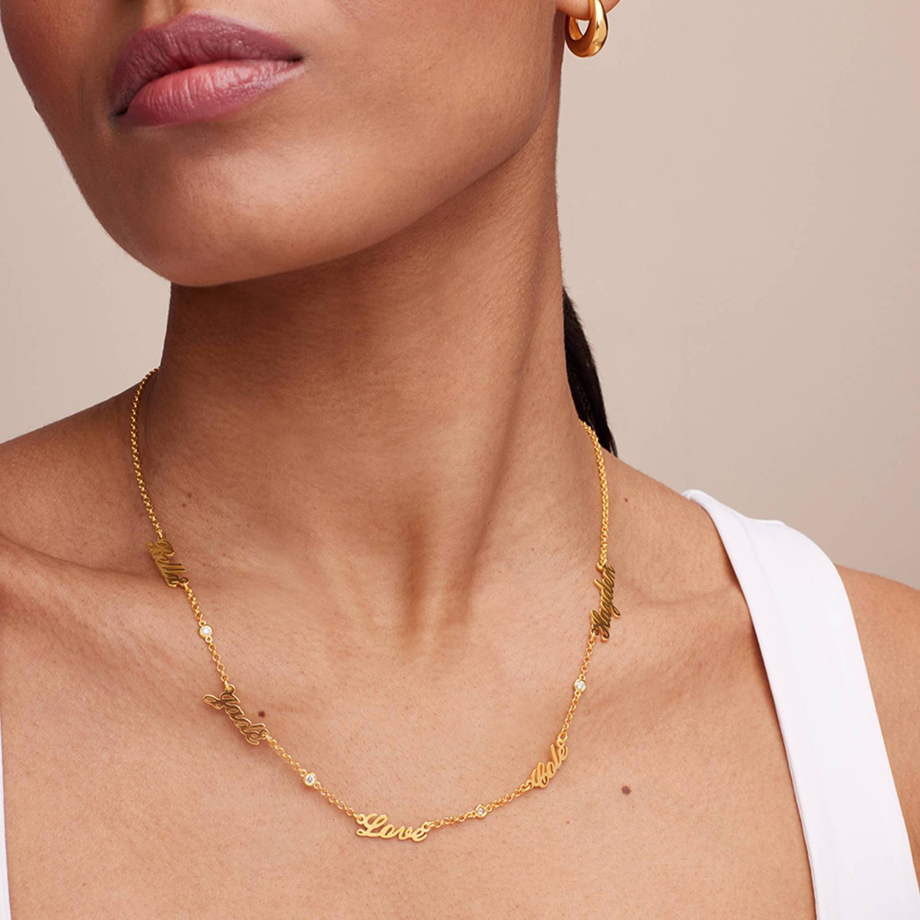 Diamond Multiple Name Necklace Chain