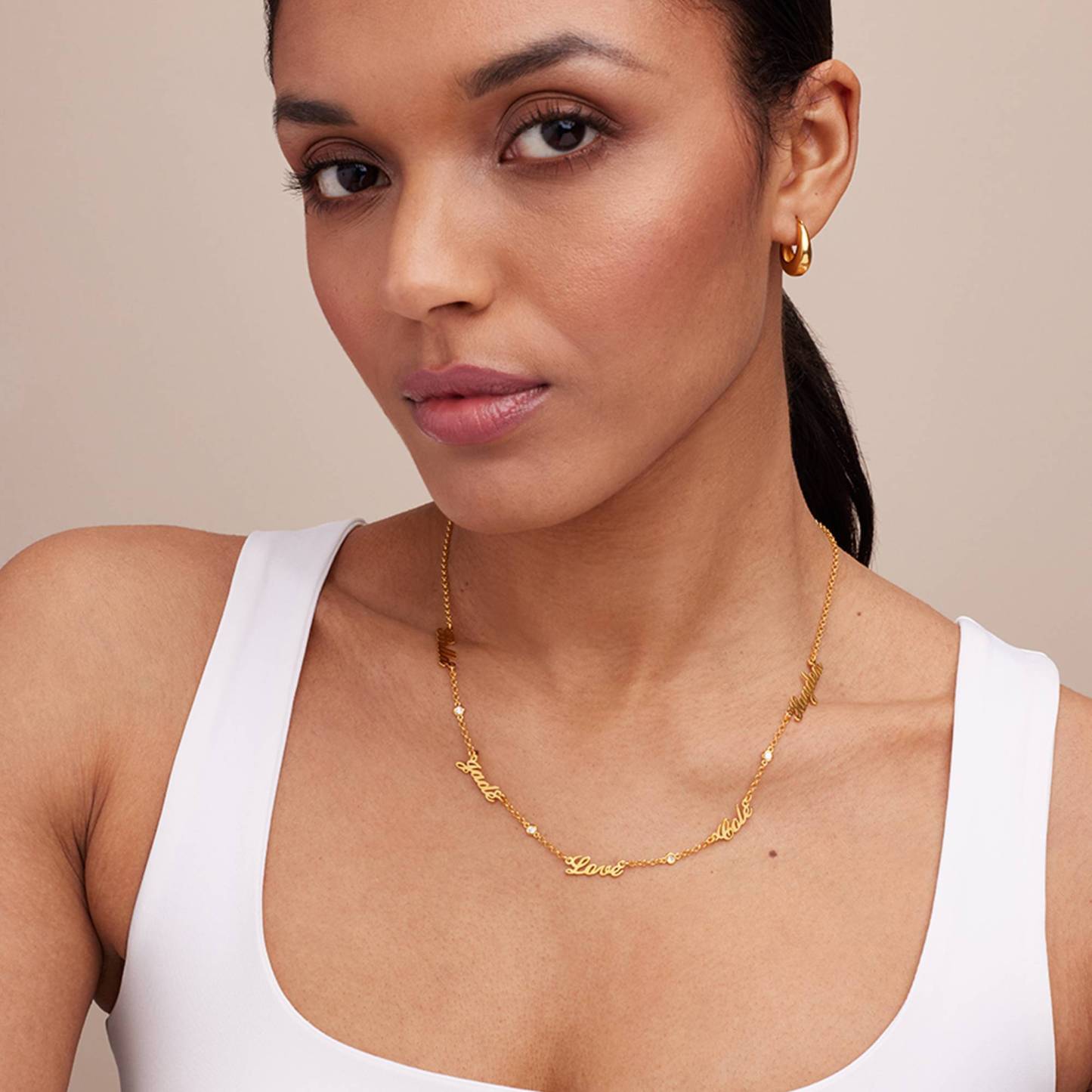 Diamond Multiple Name Necklace Chain