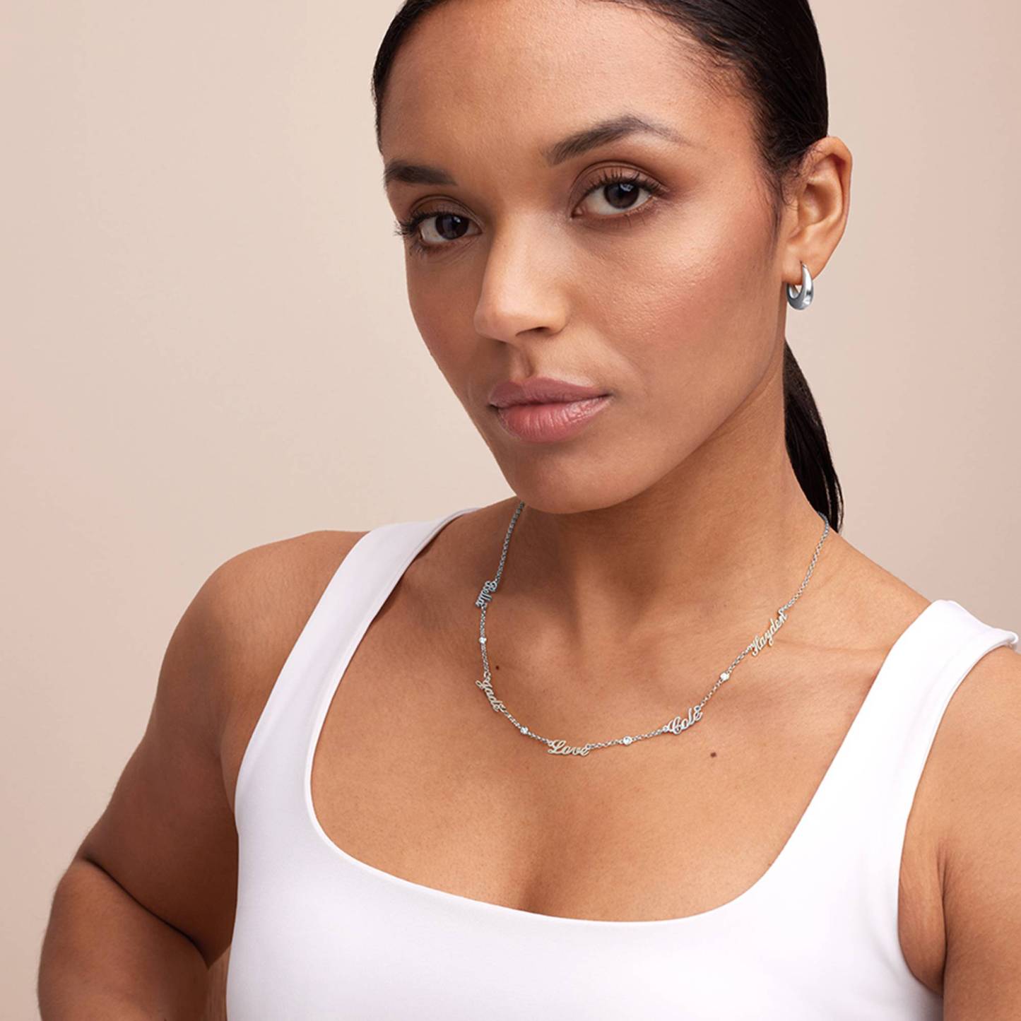 Diamond Multiple Name Necklace Chain