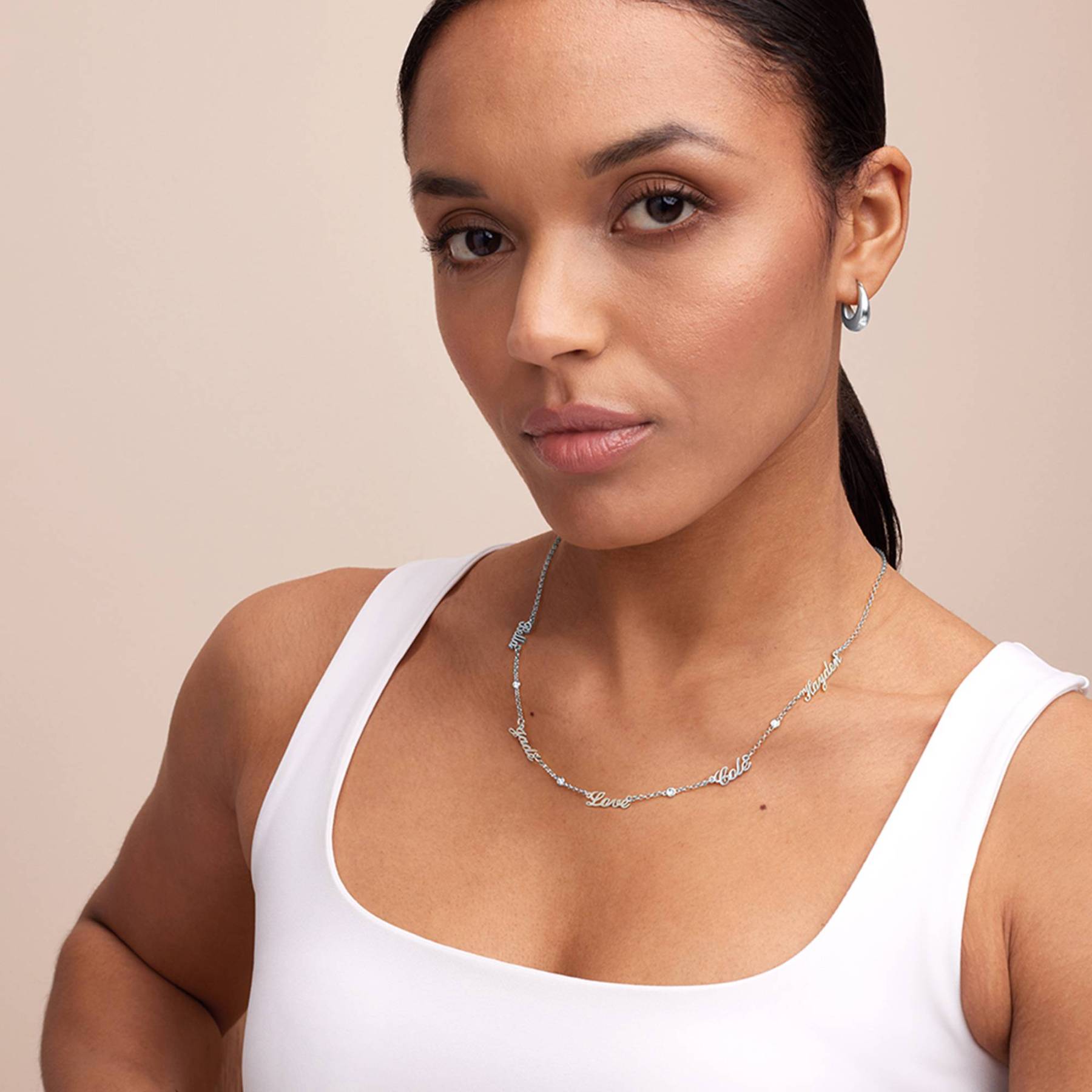 Diamond Multiple Name Necklace Chain