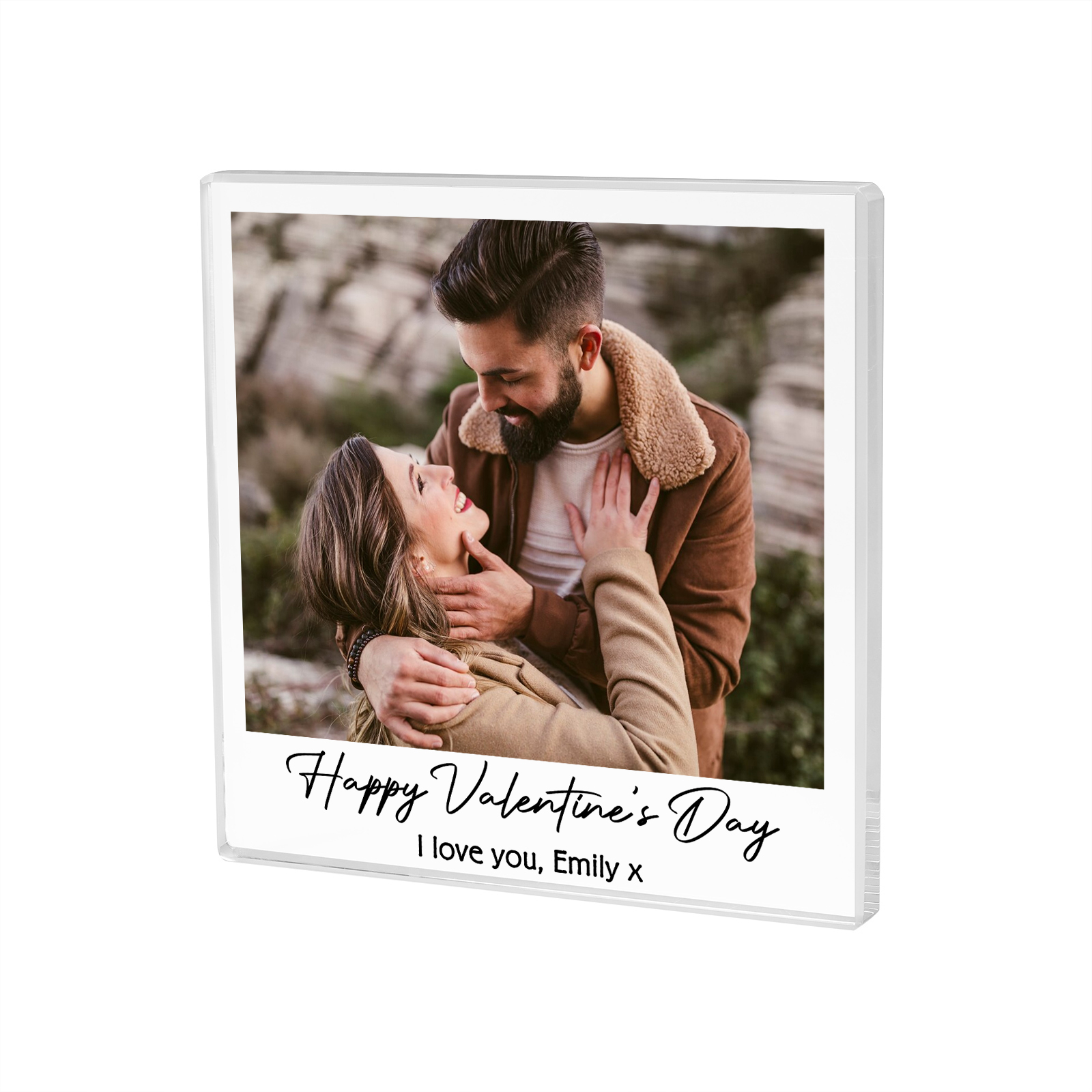 Personalised Acrylic Ornament – Custom 1 Photo & 2 Text “Happy Valentine’s Day” Design