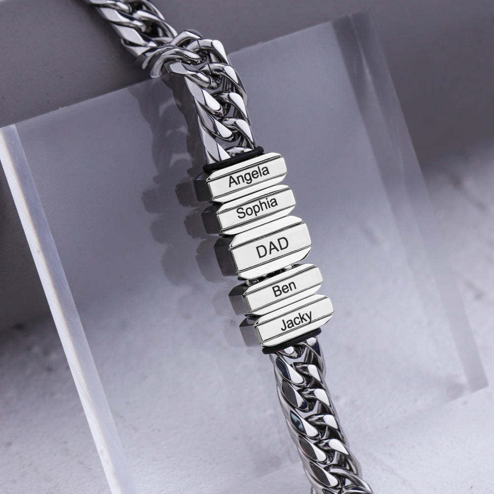 Engravable Cuba Link Men's Bracelet With Personalized Beads